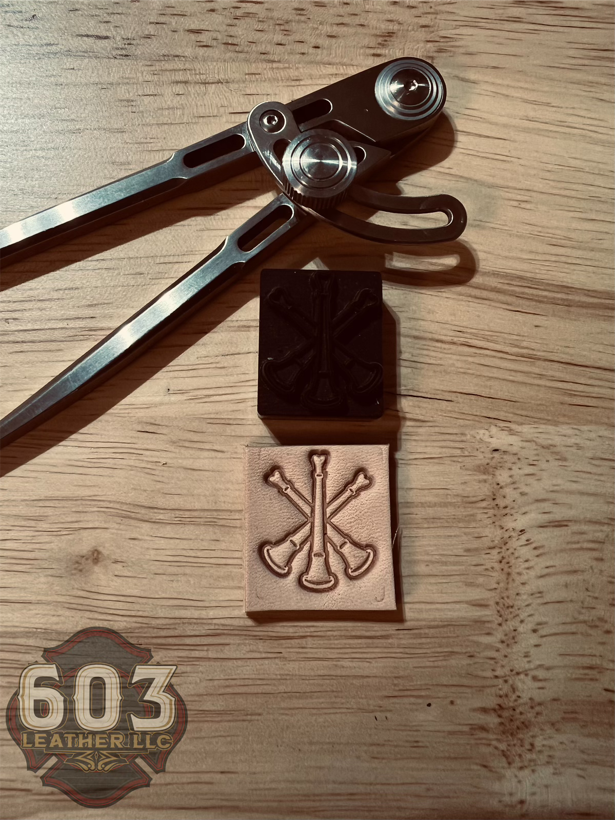 Three Bugles Stamp Options – 603 Leather